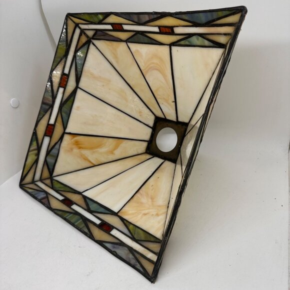 Vintage Tiffany Style Mission Lamp Shade stained Glass 10.5" Square - Picture 14 of 14